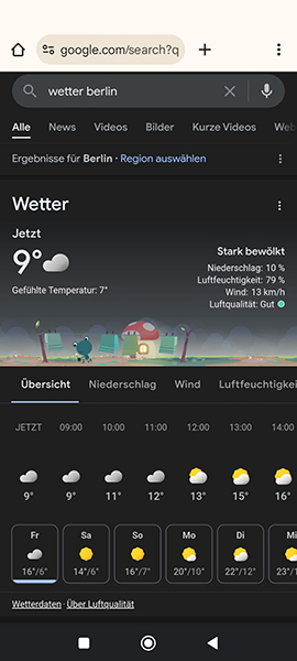So funktioniert Google: Wettervorhersage direkt in den Google Suchergebnissen