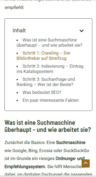 Inhaltsverzeichnis mit Sprungmarke