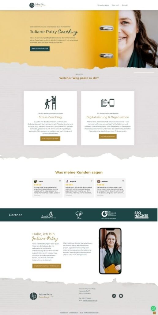Juliane Patry Website Desktop Nachher Übersicht über eine moderne Website